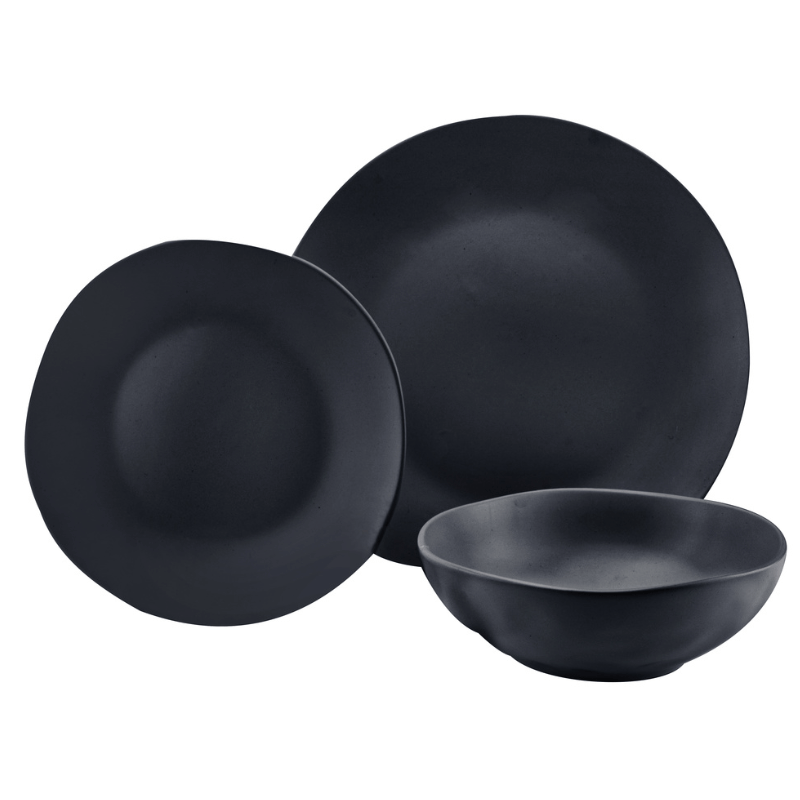 12Piece Aspero Black Dinnerware Set Wyrth Home