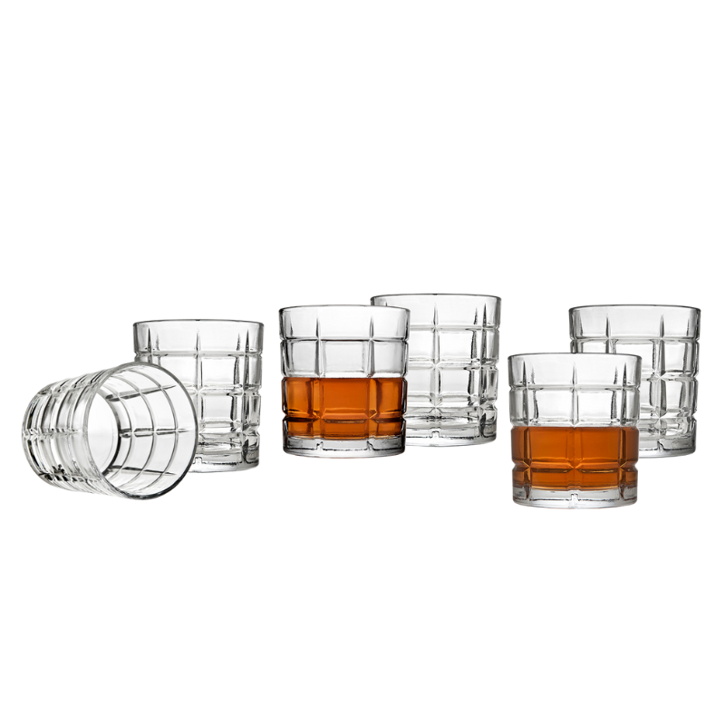 Plaid Double Old-Fashioned Glasses - Set of 6