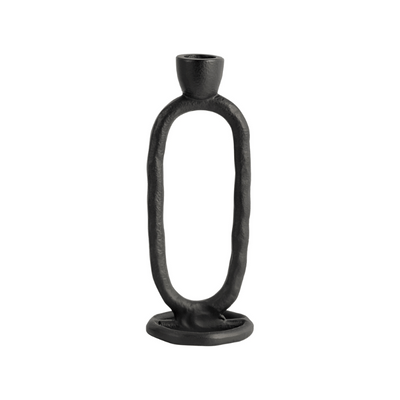 Small Black Adella Oval Candle Holder