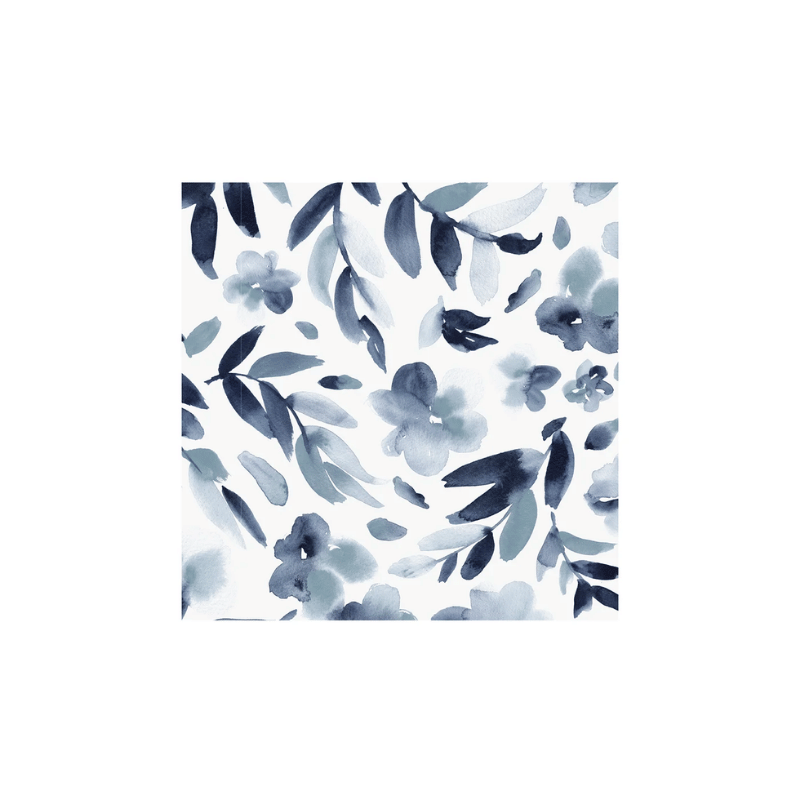 20-PC Watercolor Blue Floral Printed Cocktail Napkin