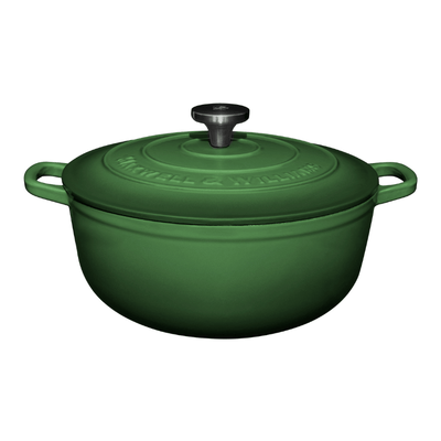Green Cast Iron Deep Casserole Pot