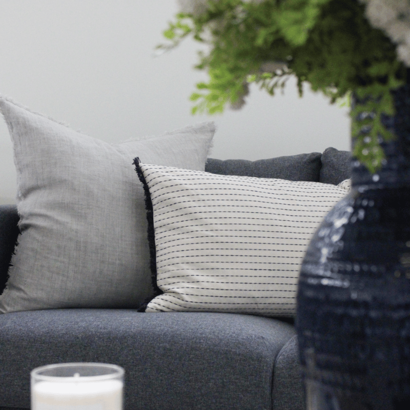 Lina Linen Pillow, Flint Gray