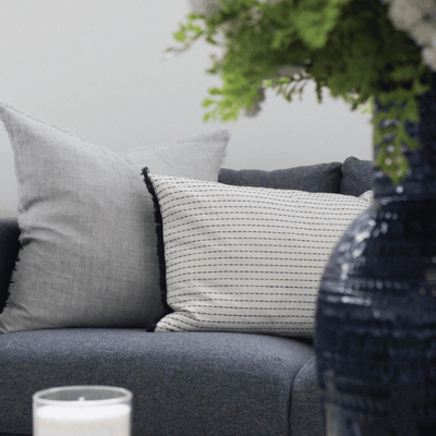 Lina Linen Pillow, Flint Gray