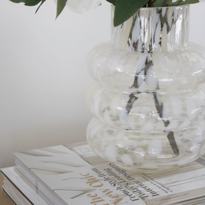 Bubble Glass Ribbed Vase