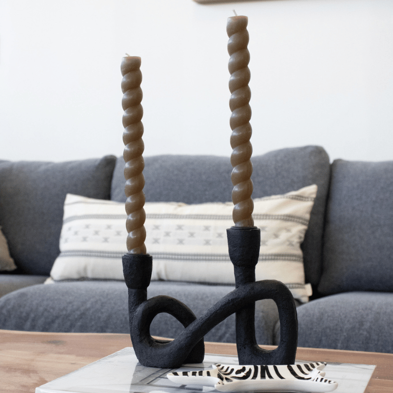 Olive Twisted Taper Candles - Set of 2