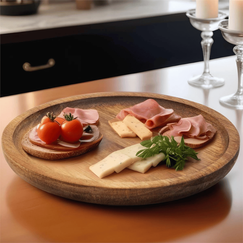 Acacia Wood Round Serving Tray