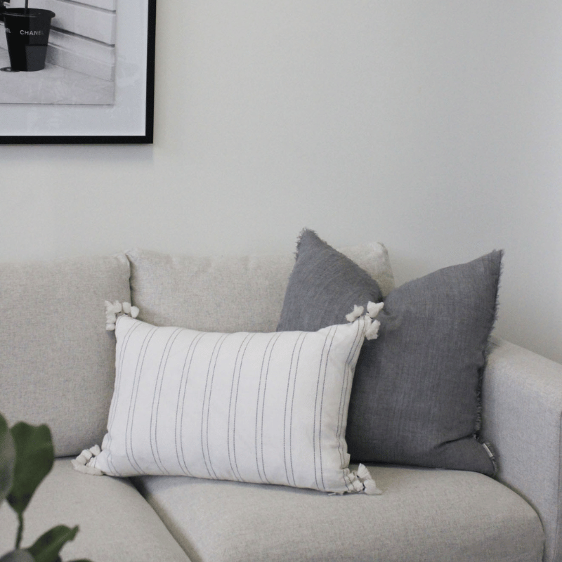 Lina Linen Pillow, Steel Grey
