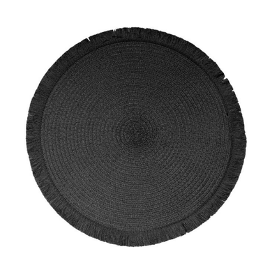 Malta Fringe Black Round Placemat