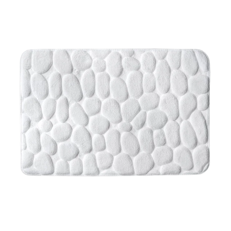 White Stone Embossed Bath Mat