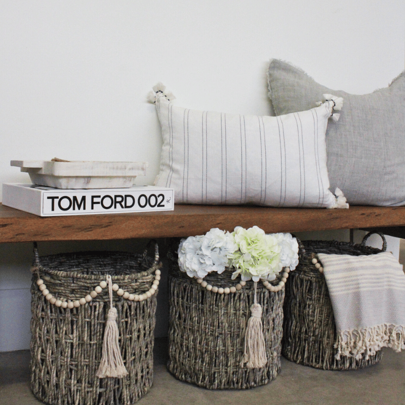 Lina Linen Pillow, Flint Gray
