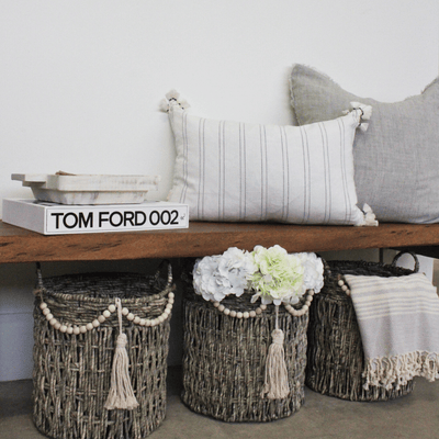 Lina Linen Pillow, Flint Gray