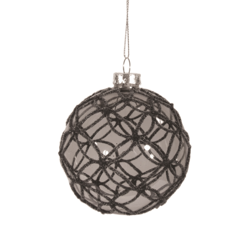 Black Glitter Net Glass Ornament