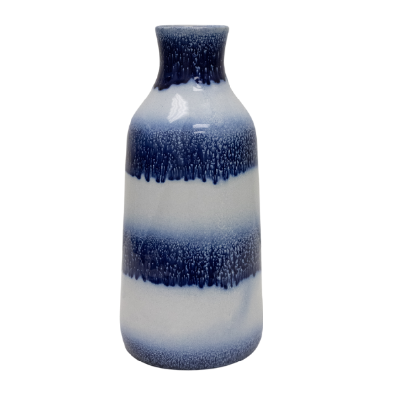 Large Blue Striped Fisher Vase