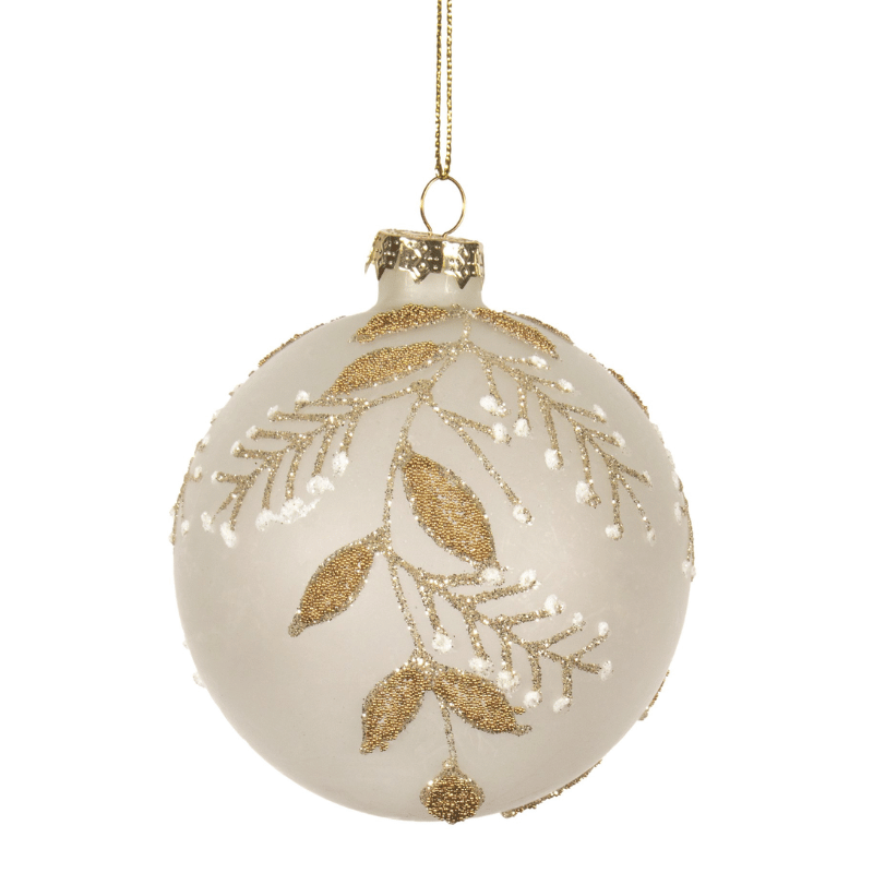 Gold Leaves Frosted Glass Ornament