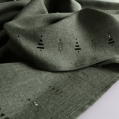 Green Tree Hemstitch Napkin - Set of 4