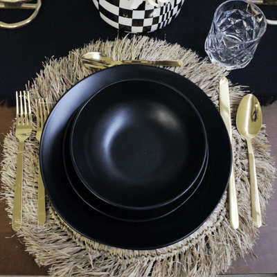 12-Piece Aspero Black Dinnerware Set