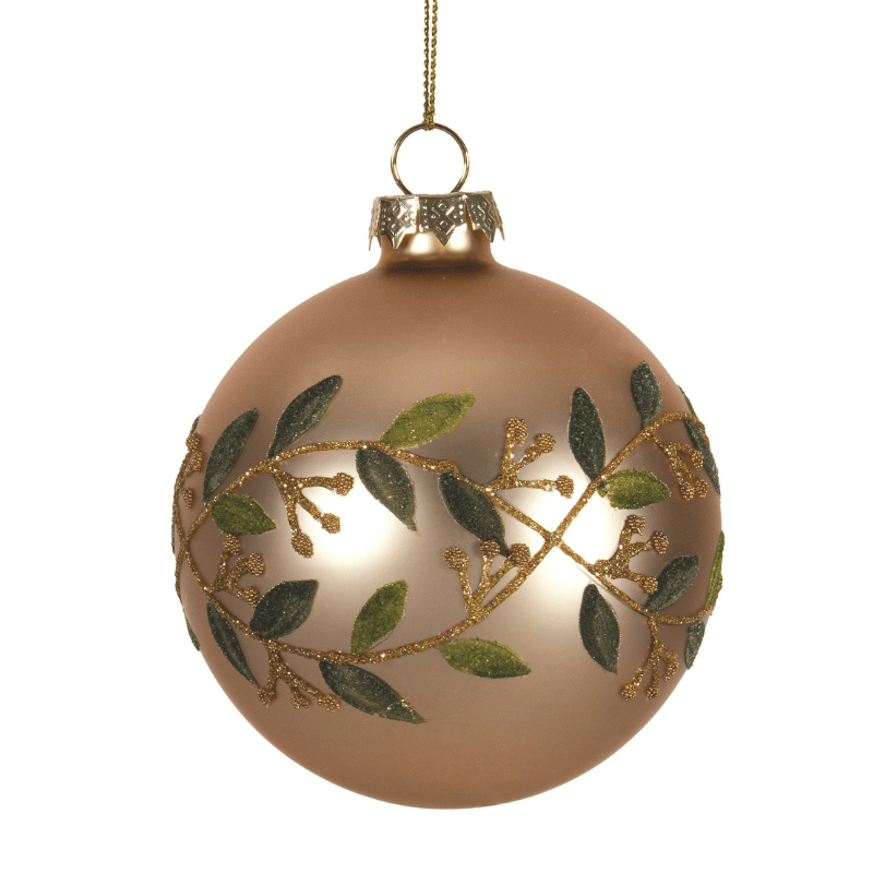 Frosted Gold Garland Glass Ornament