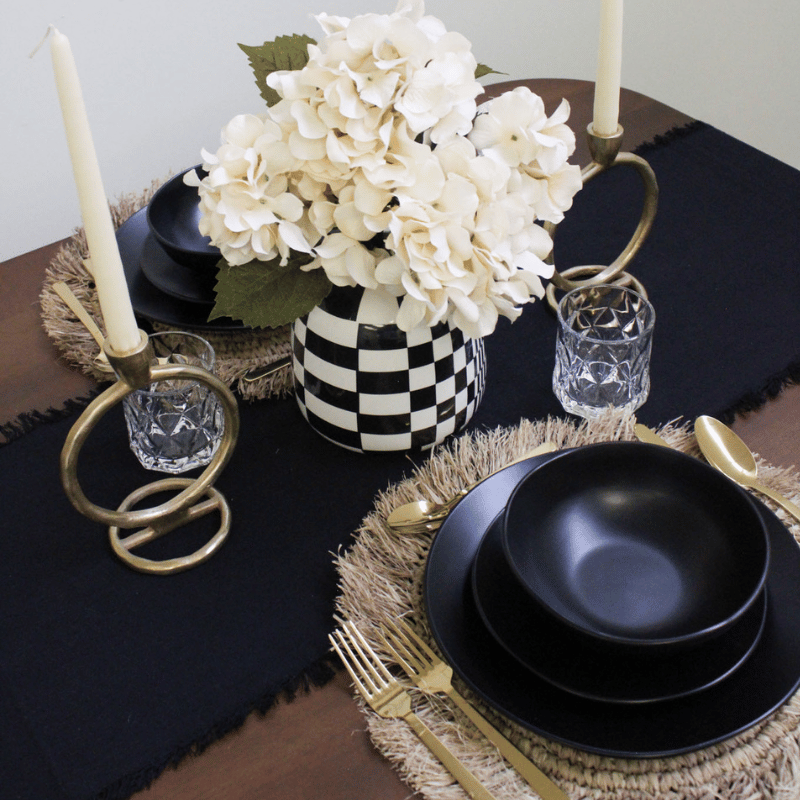 Sutton Fringe Black Table Runner