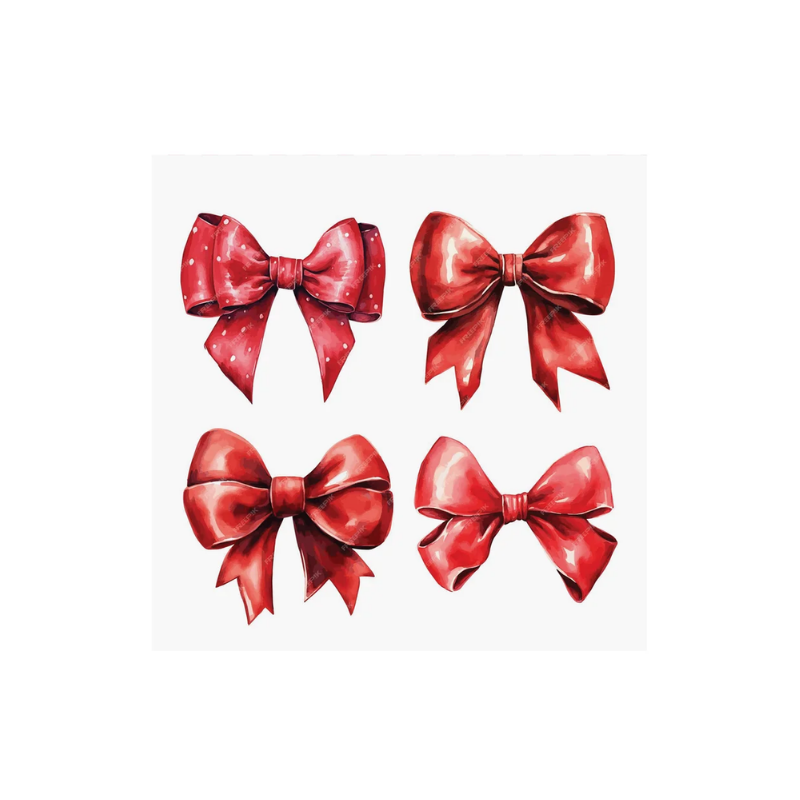 20-Piece Holiday Bow Printed Cocktail Napkin