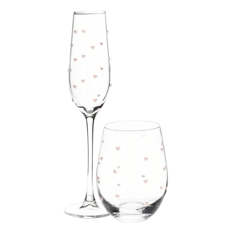 Stemless Wine Glass with Hearts