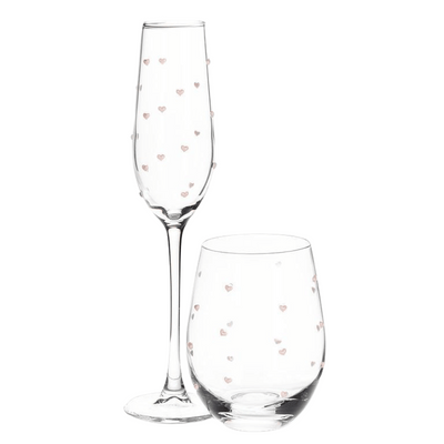 Stemless Wine Glass with Hearts