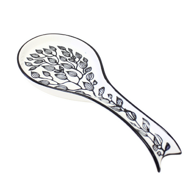 Black & White Leaves Spoon Rest