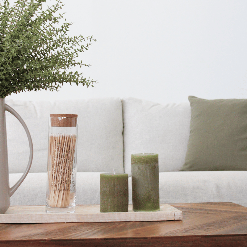 3" x 4" Pleated Pillar Candle, Olive