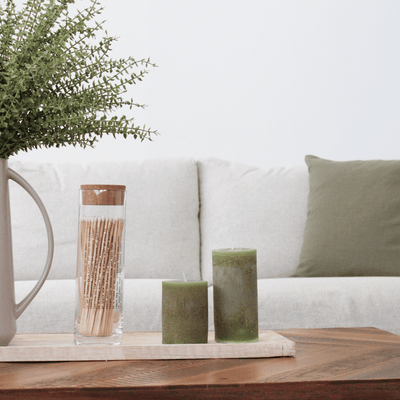 3" x 4" Pleated Pillar Candle, Olive