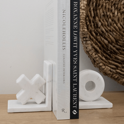 Marble X & O Bookends - Set of 2