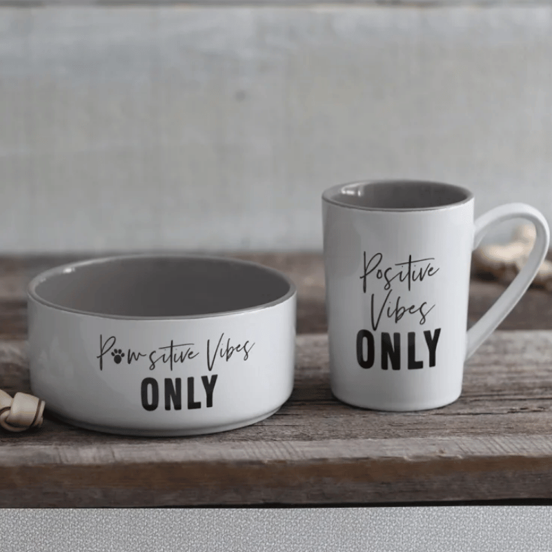 Positive | Pawsitive Vibes Only Pet Bowl and Mug Set