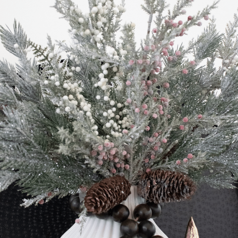 Frosted Cedar & Red Berries Spray