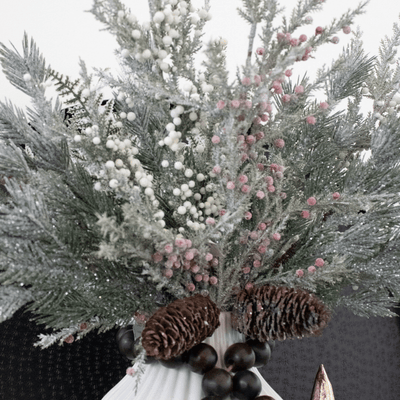 Frosted Cedar & Red Berries Spray