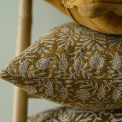 Tulsi Block Print Pillow, Ochre