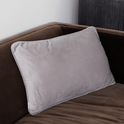 Light Grey Solid Velvet Lumbar Pillow
