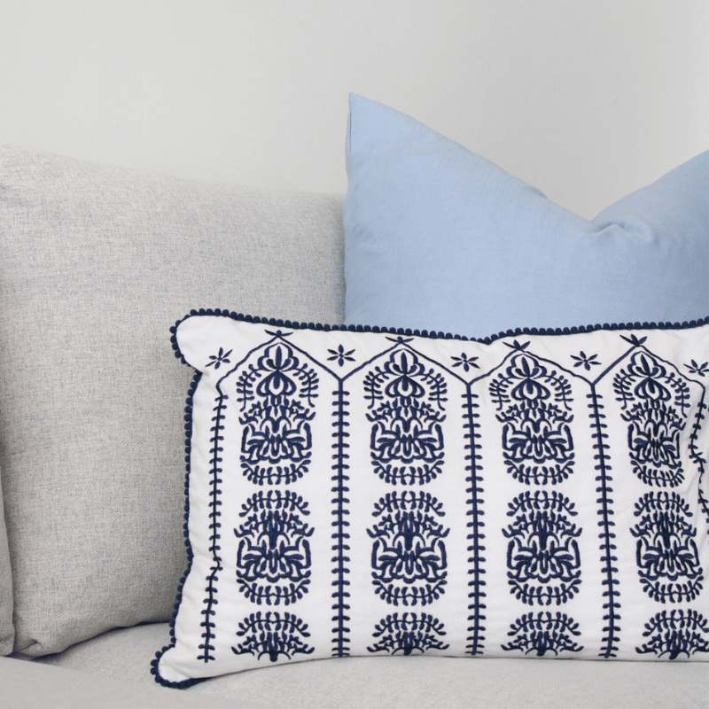 Denim Blue Sarina Linen/Cotton Pillow