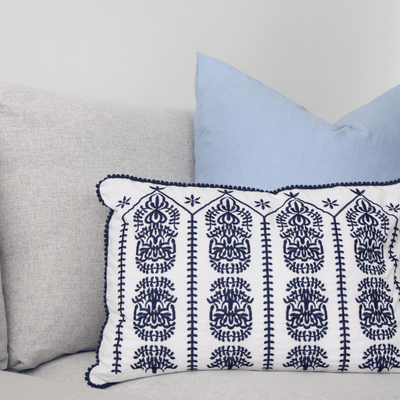 Denim Blue Sarina Linen/Cotton Pillow