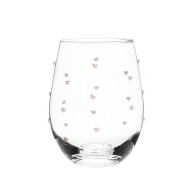 Stemless Wine Glass with Hearts