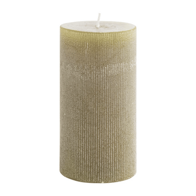 3" x 6" Pleated Pillar Candle, Olive