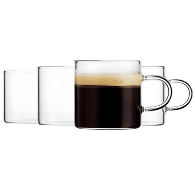 Straight Glass Espresso Mugs - Set of 4