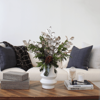 Small Lina Linen Pillow, Charcoal