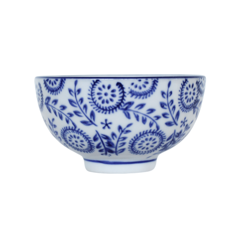 Leaf Blue & White Rice Bowl