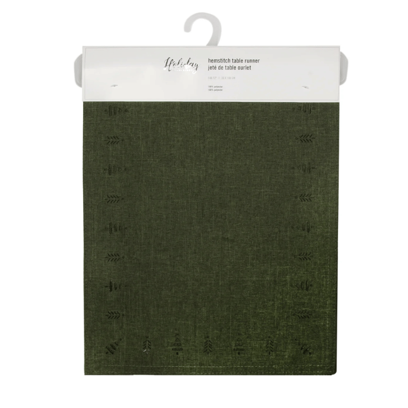 Green Tree Hemstitch Table Runner