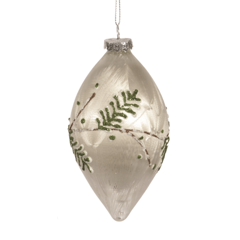 Silver Evergreen Glass Drop Ornament