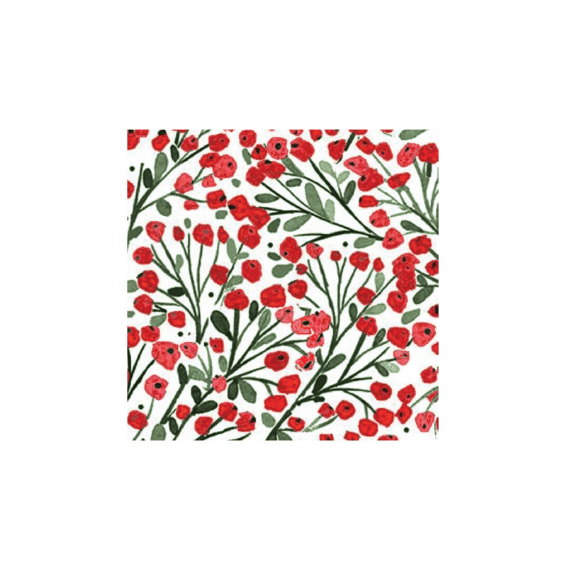 20-PC Winter Red Berry Printed Cocktail Napkin