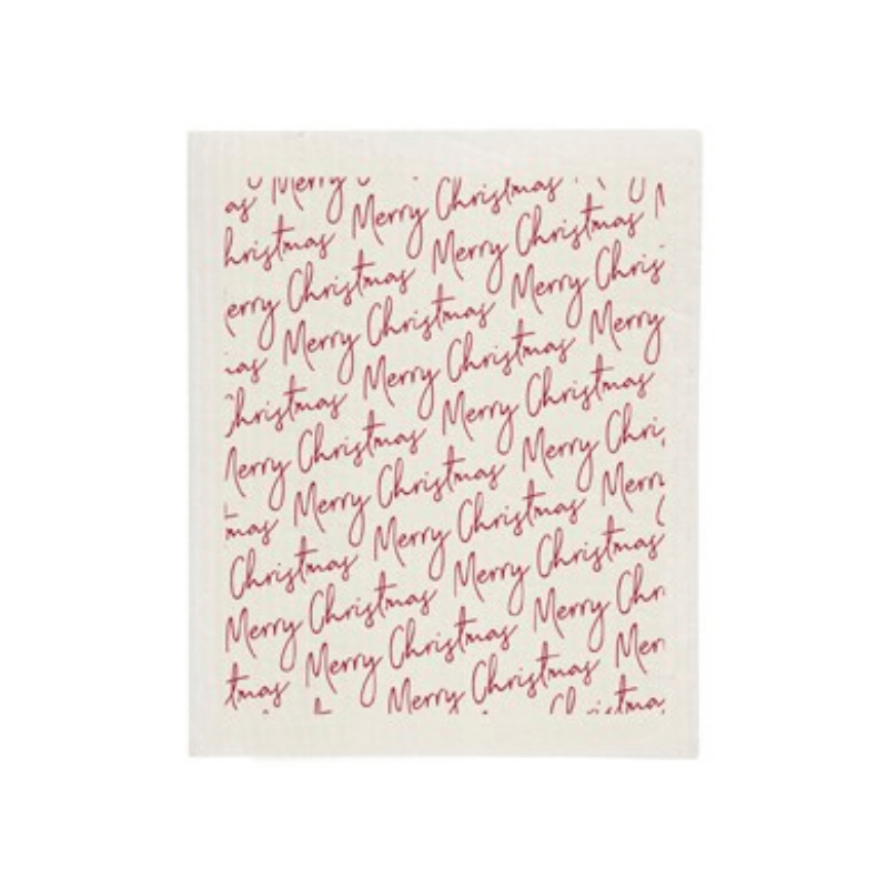 Merry Christmas Script Sponge Cloth Red