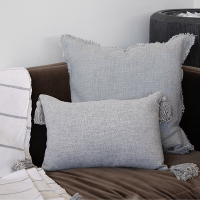 Super Soft Grey Pillow with Tassels