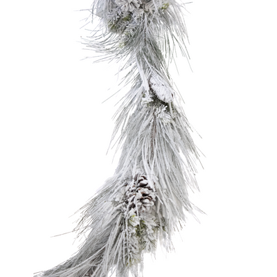 Snowed Mixed Pine Garland with Cones