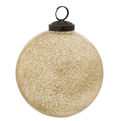 Large Champagne Glitter Ball Ornament