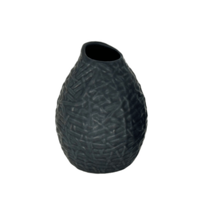 Black Web Textured Bud Vase