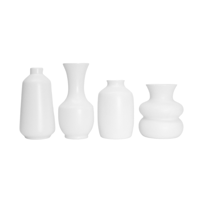 Matte White Bud Vases - Set of 4